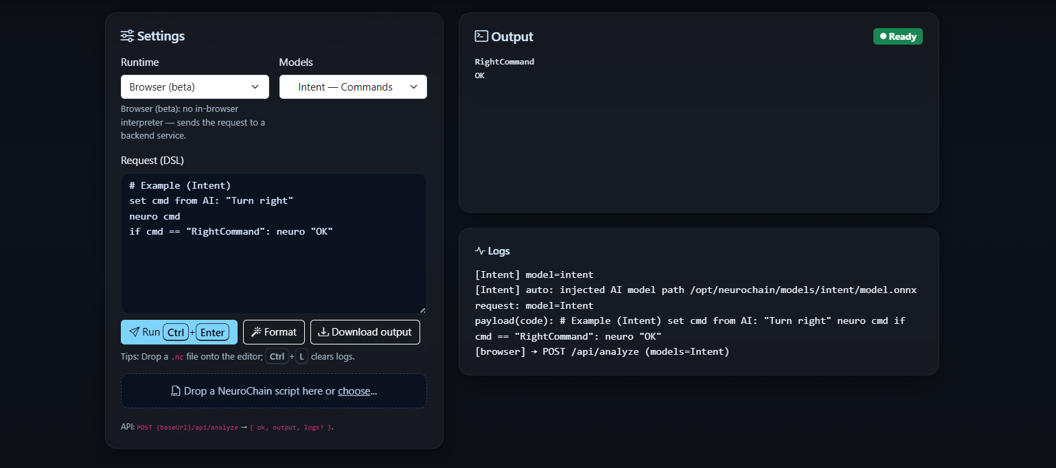 NeuroChain WebUI preview